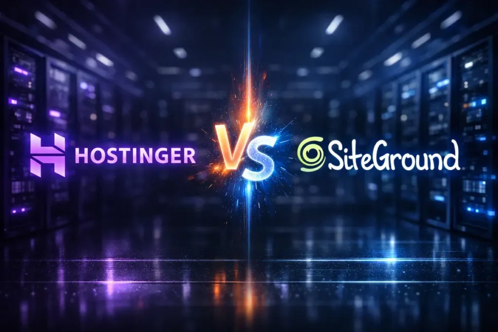 Comparativa Hostinger vs SiteGround 2026: análisis de velocidad, precio y opiniones para elegir el mejor hosting.