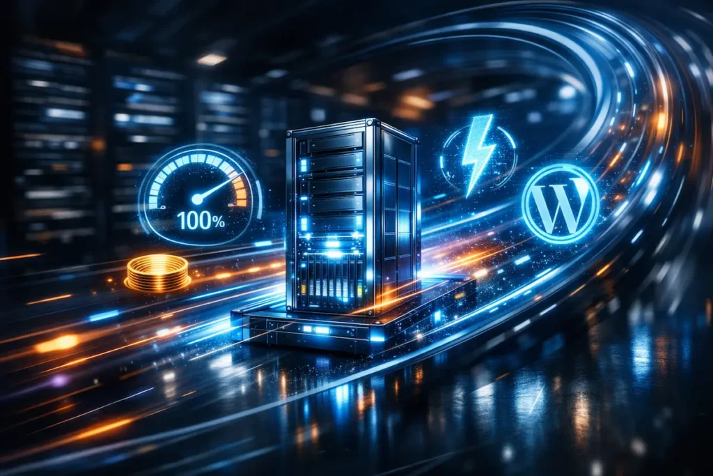 Comparativa de rendimiento del Fastest Web Hosting in 2026 mostrando métricas de velocidad y servidores de alta gama.
