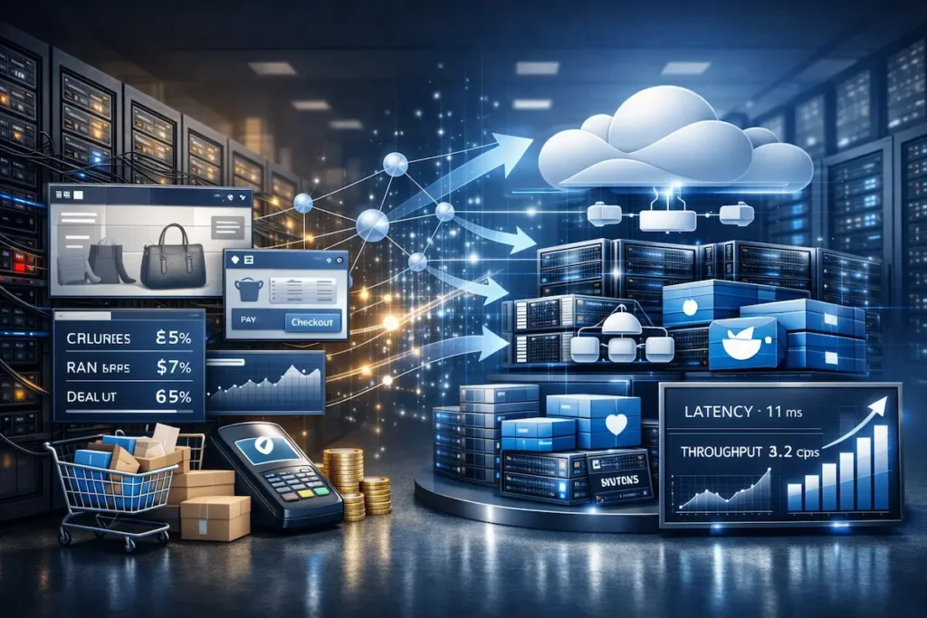 Best ecommerce hosting in 2026 showing a fast, secure and scalable online store running on cloud infrastructure.